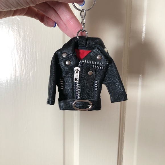 mini leather jacket keychain